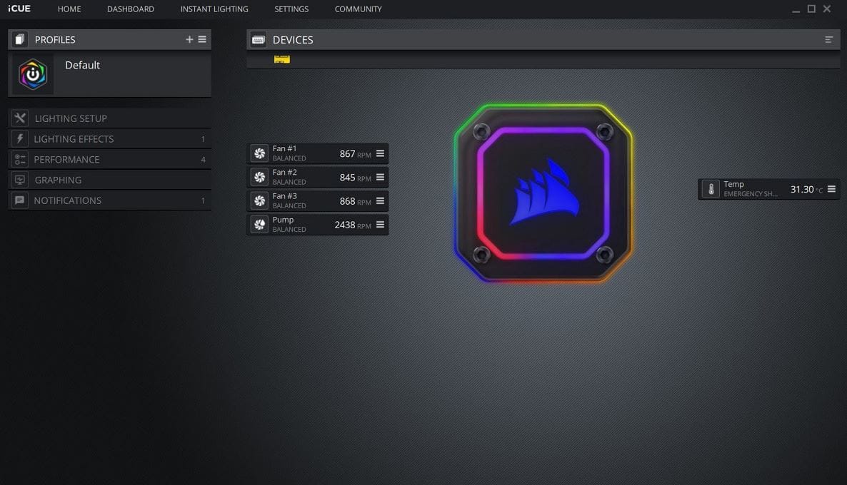 2020 10 29 11 39 08 Corsair iCUE H150i Elite Capellix iCUE Software 1