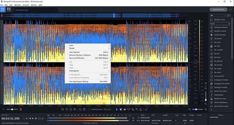 2020 11 19 11 58 32 iZotope RX 8 Advanced Audio Editor 05 Horizons.mp3 iZotope RX 8 Audio Software Review