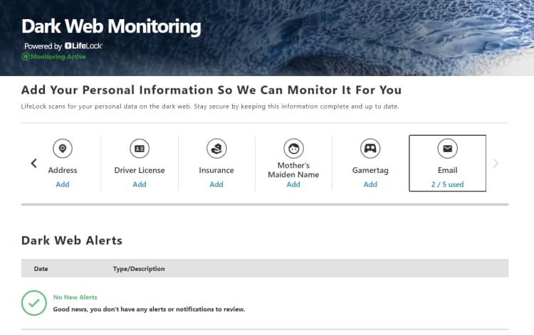 Dark Web monitoring Norton 360 Review