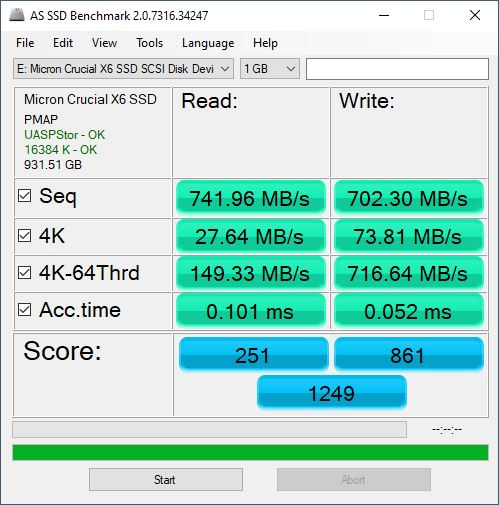 2021 06 23 09 51 17 AS SSD Benchmark 2.0.7316.34247 Crucial X6 Portable SSD Review